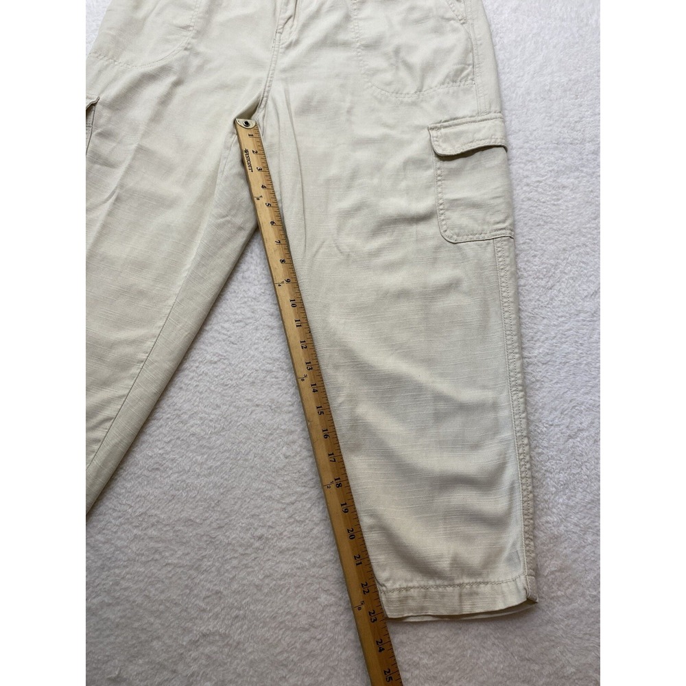 Wonderly Women's Petite Large Beige High Rise Cargo Pants Tapered Leg - Picture 2 of 11